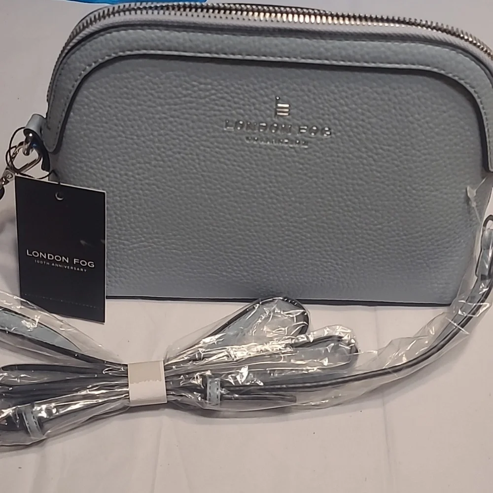 NWT London Fog Women's Ellie Dome Crossbody Bag Color Denim Blue - Picture 2 of 10